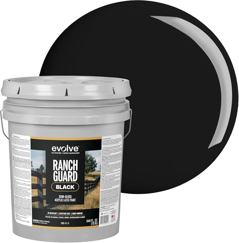 EVOLVE Ranch Guard Black exterior paint in semi-gloss finish; 5-gallon