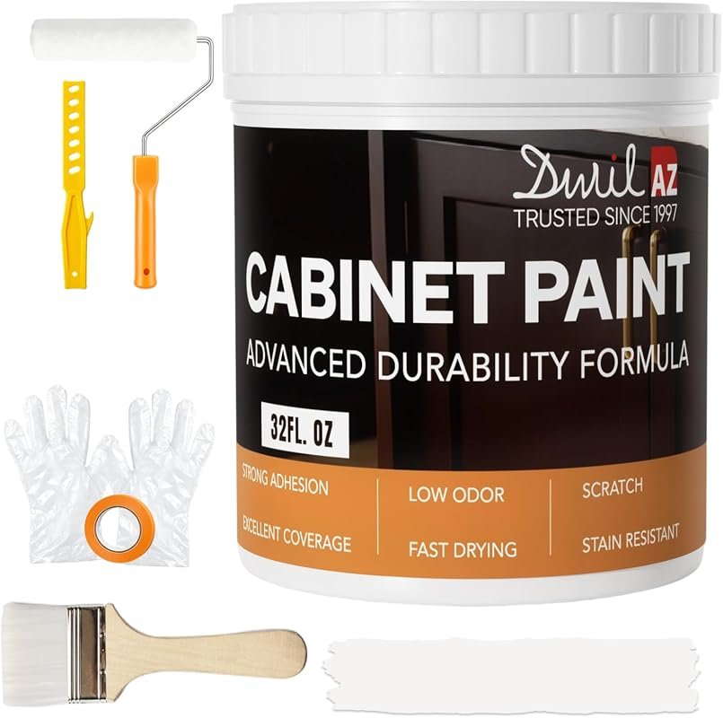 DWIL Cabinet Paint — Water-Based Kitchen Cabinet and Furniture Paint in White, 32oz, Low Odor, Semi-Gloss