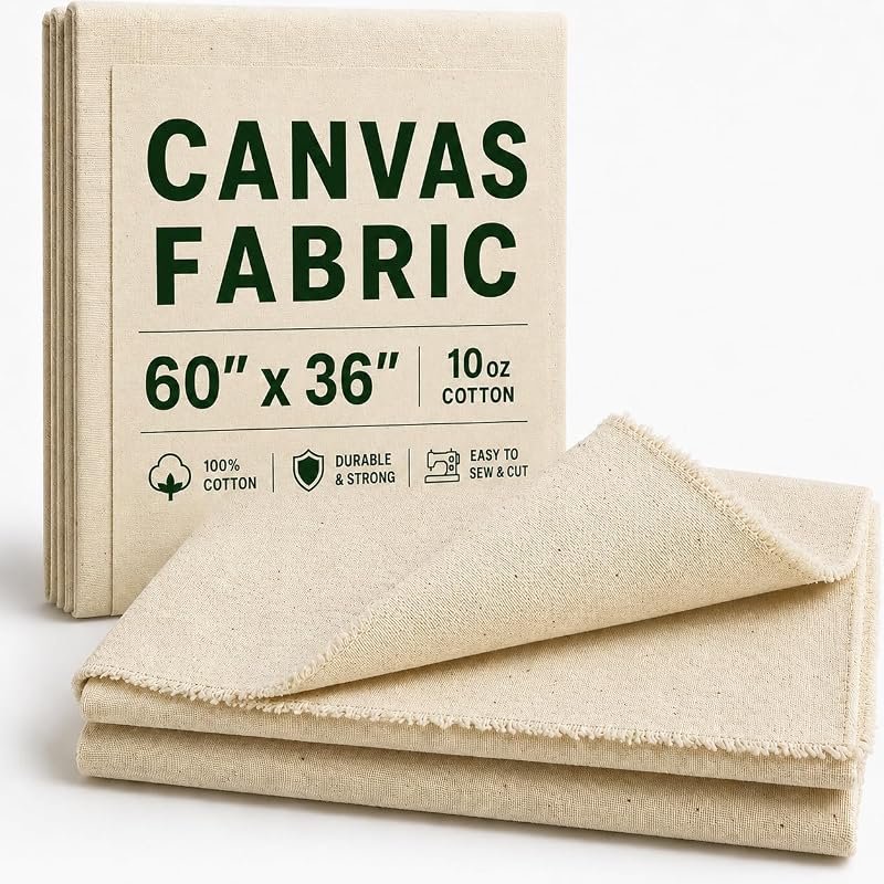 Premium 10oz 100% Cotton Duck Canvas Fabric by the Yard, Ideal for Sew