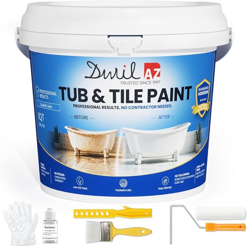 DWIL Tub & Tile Refinishing Kit with Tools – Water-Based Tub Paint