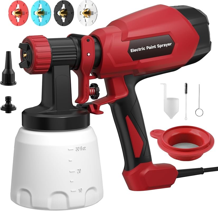 Versatile Paint Sprayer with 3 Modes, 4 Brass Nozzles, and Adjustable Flow Control for Precise Finishes