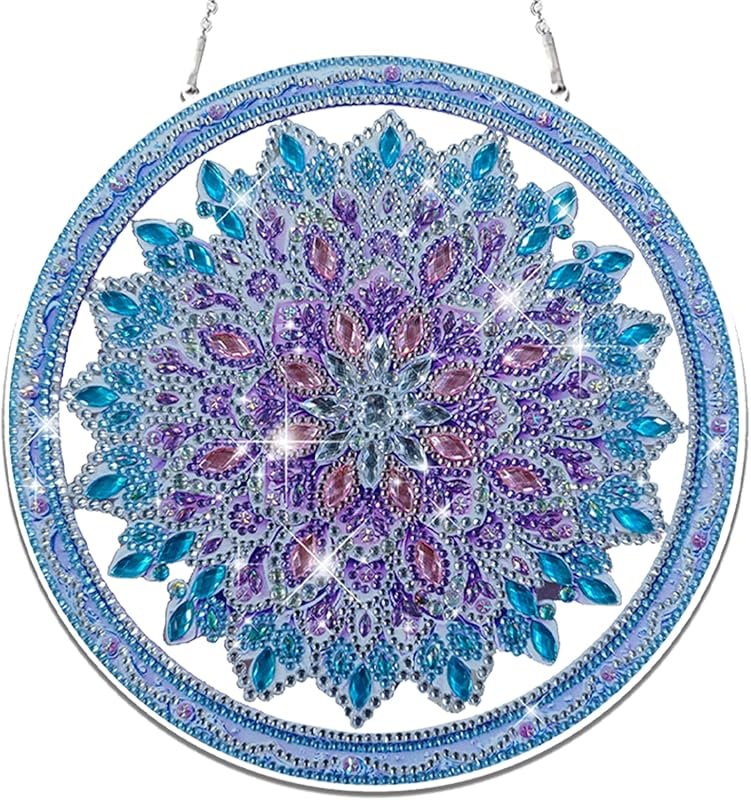DIY 5D Acrylic Diamond Painting Pendant Kit with Hanging Gems for Jewe